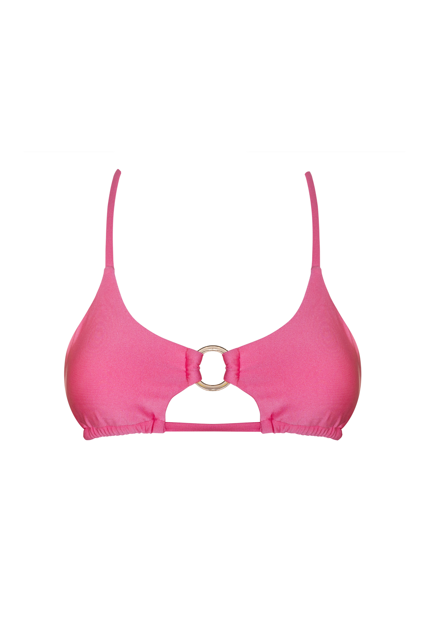 Women’s pink cut out bikini top pink sheen with gold detail