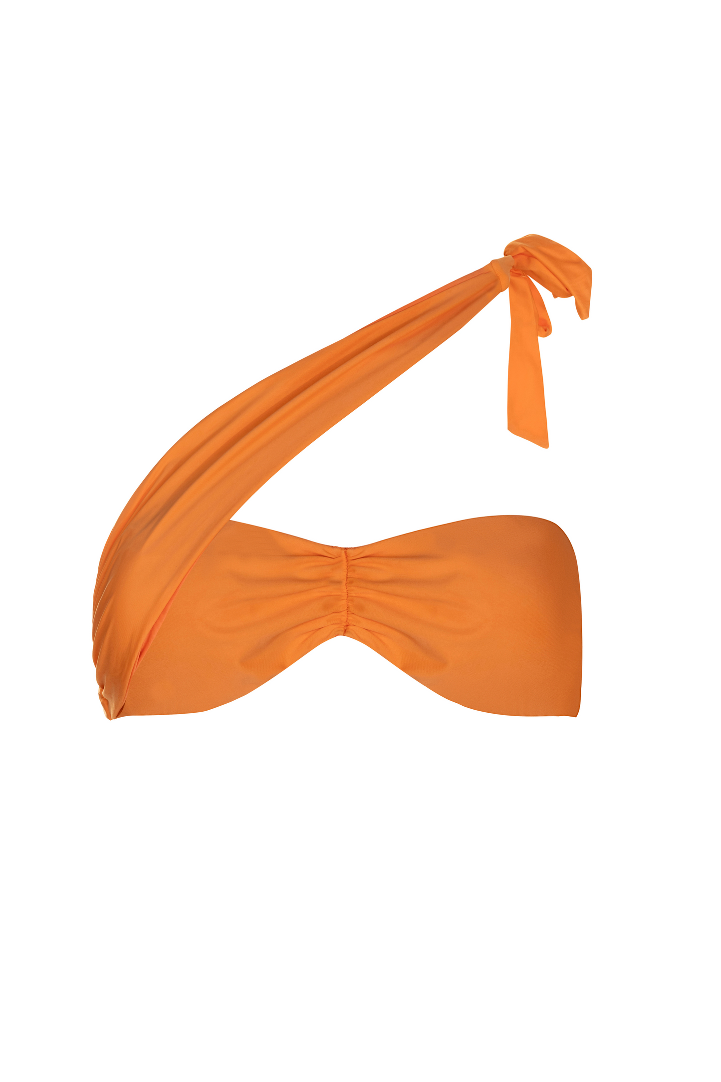 Orange bandeau bikini top asymmetric tie 